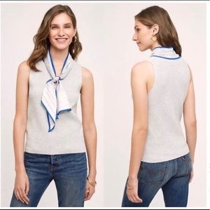 Moth Anthropologie L Sweater Scarf Attached Gray